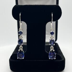 Gorgeous 8.26ctw Multi Cut Sapphire Earrings in Sterling Silver